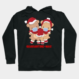 Quarantine-Mas Christmas Bears Christmas Quarantine Cute Bears Wearing Masks Funny Christmas Gift Bear Couple Christmas Couple Hoodie